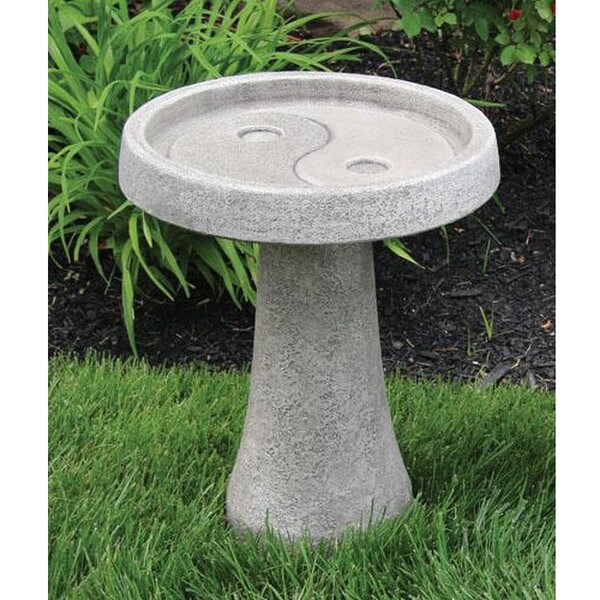 Yin Yang Garden Bird Bath Cast Stone Asian Taoism and Confucianism